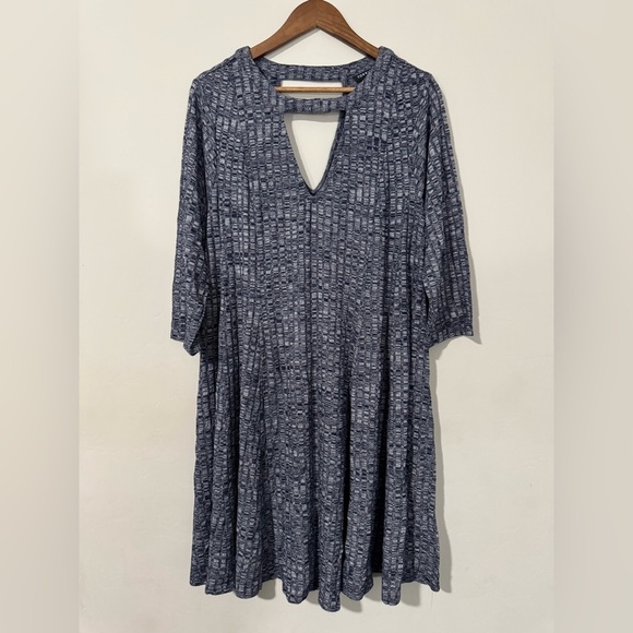Torrid - Navy Choker Neck Ribbed Sweater Dress - Picture 2 of 10